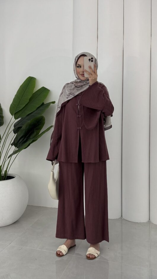 Mira Premium Keten İkili Takım – Mürdüm